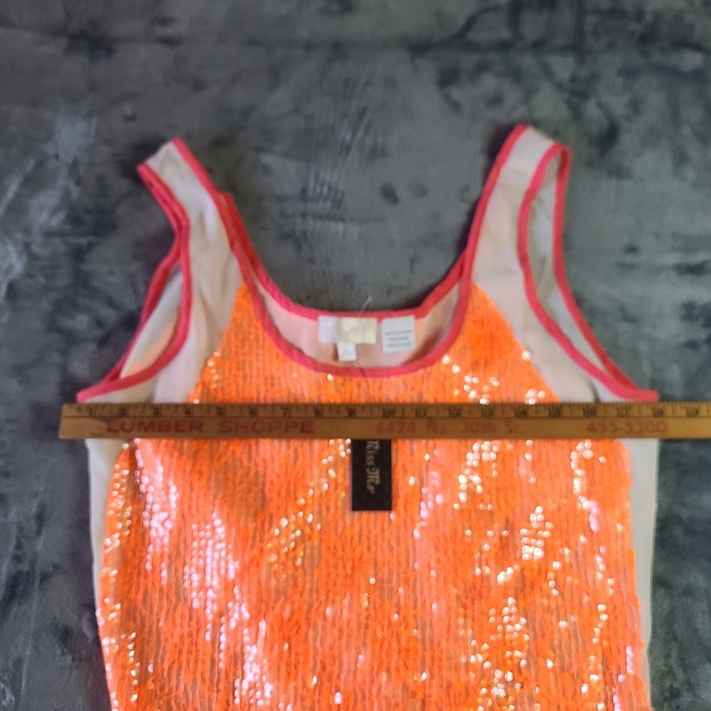 *NWT* MISS ME Lace Layered Orange Sleeveless Tank Women's  Top Size L - Picture 7 of 12